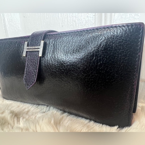 HERMES BEARN TRIFOLD LEATHER WALLET BLACK - Picture 3 of 15